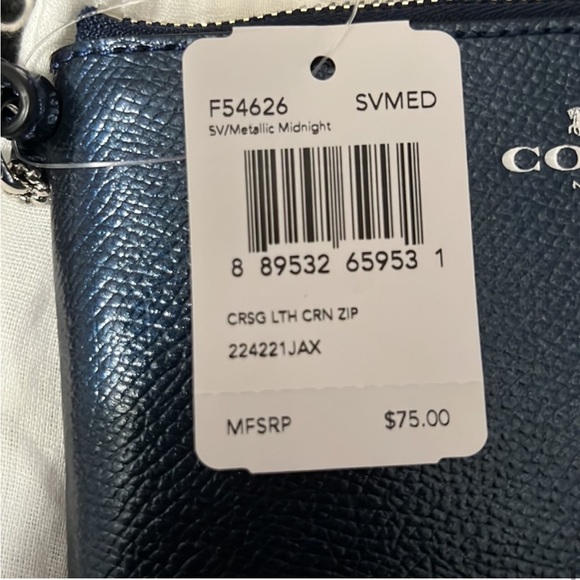 BRAND NEW COACH blue metallic wristlet (NWT) - Picture 8 of 9